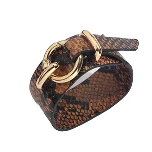 Claudia G Collection B9001.1 - Adjustable Brown Snakeskin Bracelet with Gold Closure