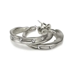 Claudia G Collection E8007.2 - Elegant Silver Hoop Earrings with CZ Accents