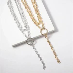 Claudia G Collection N9037.1 - Gold Adjustable Lariat Necklace - Dazzling Chain Design