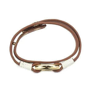 Claudia G Collection B7016.3 - Sapphire Timber Leather Bracelet with Gold Plating
