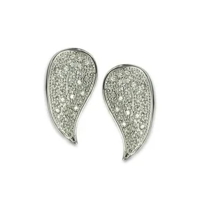 Claudia G Collection E8038 - Delicate Stainless Steel Paisley Earrings with CZ Crystals