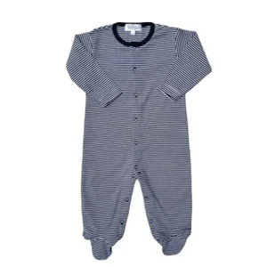 Benben Apparel NSNS - Navy Stripes Pajama Set with Navy Sleeves - 12/18M