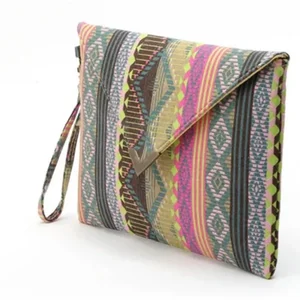 Claudia G Collection H0107.1 - Stylish Geometric Ethnic Clutch with Metal Flap Detail