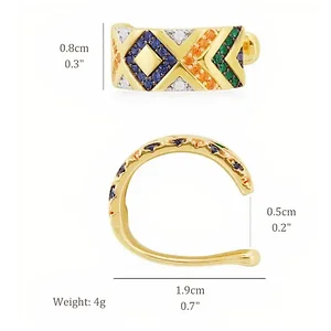 Claudia G Collection E9119 - Geometric Rhinestone Ear Cuff in Gold