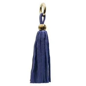 Claudia G Collection TS03 - Blue-Grey Leather Tassel Keychain and Bag Accessory