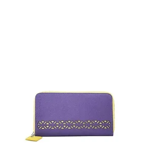 Claudia G Collection W2003.3 - Luxurious Plum Leather Wallet with Yellow Accents