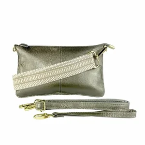 Claudia G Collection H0070.8 - Tonya Silver Leather Crossbody Bag with Straps