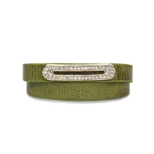 Claudia G Collection B7015.1 - Lime Green Luxe Leather Sparkle Bracelet