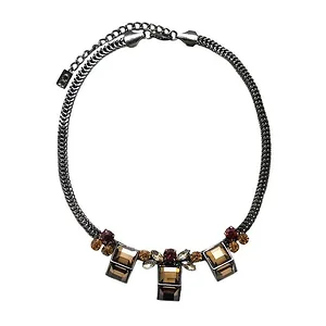 Claudia G Collection N6022.2 - Contemporary Brown Geo Necklace with Crystal Accents