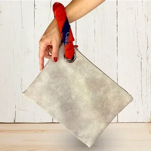 Claudia G Collection H0065.1 - Chic Grey Bailey Pouch with Silk Scarf Handle