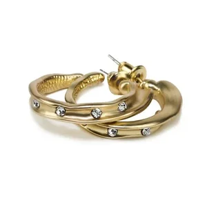 Claudia G Collection E8007.1 - Gold Hoop Earrings with Cubic Zirconia Accents