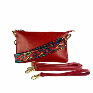 Claudia G Collection H0070.5 - Tonya Red Leather Crossbody with Interchangeable Straps