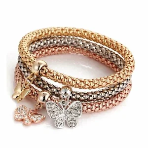 Claudia G Collection N9028.6 - Elegant Butterfly Charm Bracelet Set - 3 Pieces