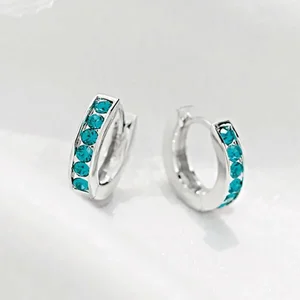 Claudia G Collection E9124 - Charming Aqua Rhinestone Huggie Earrings