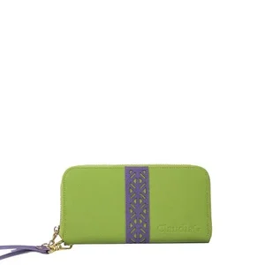 Claudia G Collection W2002.4 - Layla Leather Wallet - Lime Green and Plum