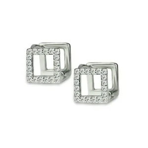 Claudia G Collection E8039 - Elegant Pierre Cube Earrings with CZ Crystals