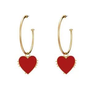 Claudia G Collection E9082 - Enchanting Heart Earrings in Gold Hoops