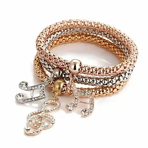Claudia G Collection N9028.5 - Elegant Music-Themed Bracelet Set - 3 Pieces
