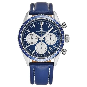 Brav 17000.6535 - Revue Thommen 17000.6535 Men's 'Aviator' Blue Dial Leather Strap Chronograph Automatic Watch