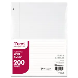 Mead Products 15200 - Wide Rule Filler Paper, 3-Hole, 200 Sheets