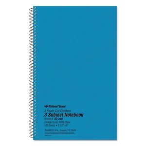 Rediform Office Products 33386 - Three-Subject Wirebound Notebook - Blue Cover, 150 Sheets
