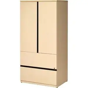 Groupe Lacasse LAS 4XN243673BX - Lacasse Concept 400E Storage Cabinet - 36 x 24 x 73, 0.1 Edge - 4 Shelve(s) - Smooth Edge - Material: Stainless Steel Handle - Finish: Hazelnut, Snow