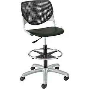 Kfi Seating KFI DS2300P10 - KFI Armless-Casters - Polypropylene Seat - Polypropylene Back - Powder Coated Silver Steel Frame - 5-star Base - Black - 1
