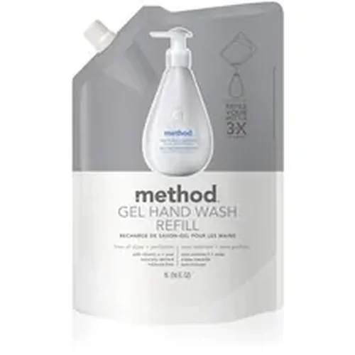 Method Products Inc. MTH 00658CT - Method Free & Clear Gel Hand Wash Refill - 34 fl oz (1005.5 mL) - Hand - Clear - Dye-free, Fragrance-free, Biodegradable - 6 / Carton