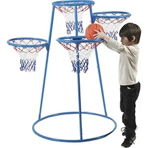 Childrens Factory CFI AFB7950 - Angeles 4-Hoop Basketball Stand - Blue, Black - Metal - 1 Each