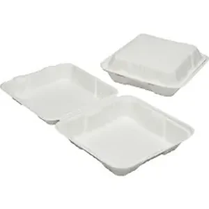 National Industries For The Blind 7350016646907 - SKILCRAFT Hinged Lid Square Food Tray - - Wood Pulp - Microwave Safe - White - 200 Piece(s) Pieces per Serving(s)/ Carton - TAA Compliant