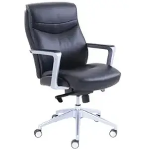 La-z-boy Chair Company LZB 49929 - La-Z-Boy Leather Manager Chair - Black Bonded Leather Seat - Black Bonded Leather Back - 5-star Base - Armrest - 1 Each