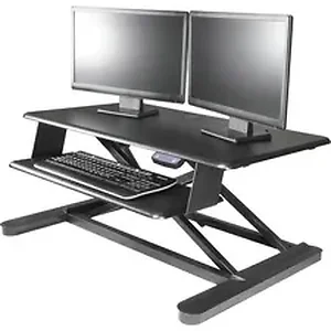 Kantek STS965 - Electric Sit to Stand Workstation - Up to 24 Screen Support - 60 lb Load Capacity - 23.4 Height x 35 Width x 26 Depth - Desktop - Black