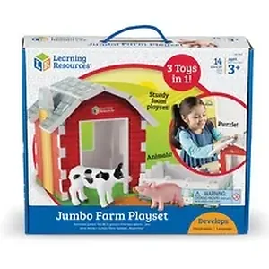 Learning Resources LRN LER0831 - Jumbo Farm Playset - Theme/Subject: Animal - Skill Learning: Farm, Game, Eye-hand Coordination, Fine Motor, Imagination, Visual, Tactile Stimulation, Problem Solving, Language Development, Hand, Motor Planning - 3 Year & Up - 14 Pieces - Multi