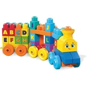 Mega Brands MBL FWK22 - Mega Bloks ABC Musical Train - Skill Learning: Word, Listening, Alphabet, Word Building - 1-5 Year - 50 Pieces - Multi