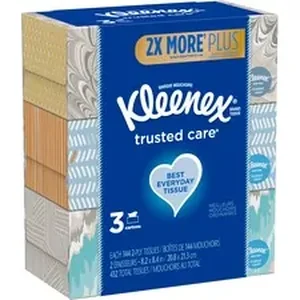 Kimberly Clark KCC 50219CT - Kleenex Trusted Care Tissues - 2 Ply - 8.20 x 8.40 - White - Soft, Strong, Absorbent, Durable, Pre-moistened - For Home - 144 Per Box - 12 / Carton