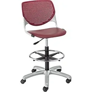 Kfi Seating KFI DS2300P07 - KFI Armless-Casters - Polypropylene Seat - Polypropylene Back - Powder Coated Silver Steel Frame - Burgundy - 1