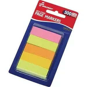 National Industries For The Blind 7510014214751 - SKILCRAFT Self-stick Page Markers - 0.50 x 2 - Assorted Neon - Self-stick, Self-adhesive, Durable, Writable - 500 / Pack - TAA Compliant