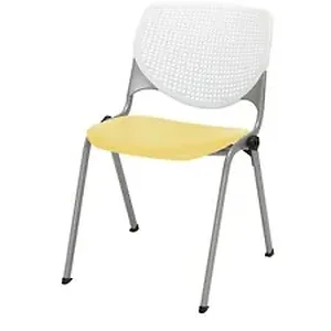Kfi Seating KFI 2300B8S12 - KFI Armless - Glides - Yellow Polypropylene Seat - White Polypropylene Back - Powder Coated Silver Steel Frame - 1