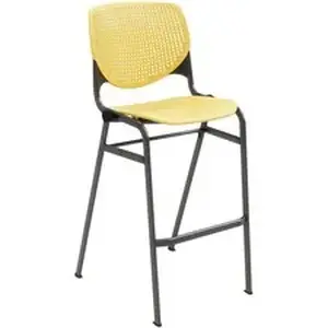 Kfi Seating KFI BR2300P12 - KFI Barstool-30 Seat - Polypropylene Seat - Polypropylene Back - Powder Coated Silver Steel Frame - Yellow - 1