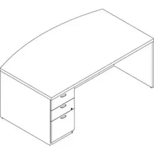 Groupe Lacasse LAS 71KUF4272SAB - Left Single Pedestal Bow Front Desk - 2-Drawer - 72 x 42 x 29.5 x 0.2 - 2 x File Drawer(s), Box Drawer(s) - Single Pedestal on Left Side - Textured Edge - Finish: Bourbon Cherry