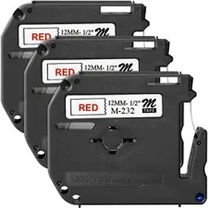 Brother BRT MK232BD - P-touch Nonlaminated M Series Tape Cartridge - 1/2 x 26 1/5 ft Length - Rectangle - Direct Thermal - White - 3 / Bundle