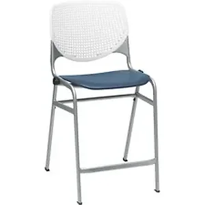 Kfi Seating KFI CT2300B8S3 - KFI Kool Barstool With Perforated Back - Navy Polypropylene Seat - White Polypropylene, Aluminum Alloy Back - Powder Coated Silver Tubular Steel Frame - 1 Each