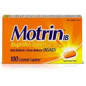 Johnson & Johnson JOJ 048101 - Motrin Ibuprofen Caplets - For Fever, Common Cold, Headache, Backache, Muscular Pain, Arthritis, Toothache - 100 / Box