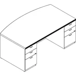 Groupe Lacasse LAS 71KUF4272UAW - Lacasse Double Pedestal Bow Front Desk - Double Pedestal on Left/Right Side - Bow Front Edge - Finish: Tuscany Walnut