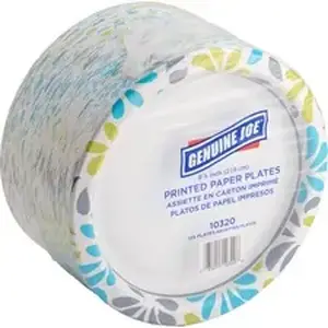 Genuine Joe GJO 10320 - Joe Printed Paper Plates - - Paper Plate - Disposable - Assorted - 125 Piece(s) Pieces per Serving(s)/ Pack