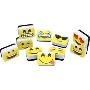 Ashley Productions Inc ASH 78005 - Ashley Emojis Mini Whiteboard Eraser - 2 Width x 1.25 Length - Lightweight, Comfortable Grip - Multicolor - 10 / Pack
