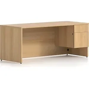 Groupe Lacasse LAS 4LS3672FG - Lacasse Concept 400E Right Pedestal Desk - Right Side - Finish: Grigio, Black Linear Handle