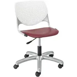 Kfi Seating KFI TK2300B8S7 - KFI Armless-Casters - Burgundy Polypropylene Seat - White Polypropylene Back - Powder Coated Silver Steel Frame - 5-star Base - 1