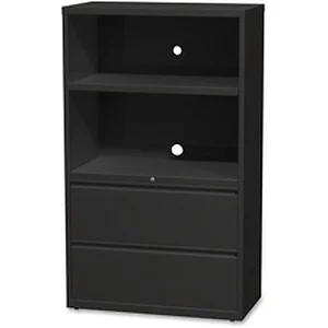 Hirsh Industries HID 21145 - Hirsh FF Lateral File Combo Unit - 2-Drawer - 36 x 18.6 x 60 - 2 x Drawer(s) for File - Letter, Legal, A4 - Lateral - Lockable, Ball-bearing Suspension, Cable Management, Removable Lock, Hanging Rail, Leveling Glide - Black - Baked Enamel - Steel - Recycled