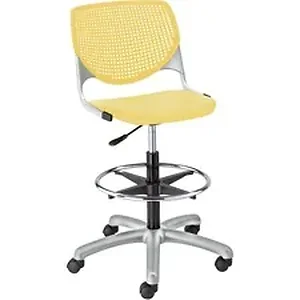 Kfi Seating KFI DS2300P12 - KFI Armless-Casters - Polypropylene Seat - Polypropylene Back - Powder Coated Silver Steel Frame - 5-star Base - Yellow - 1